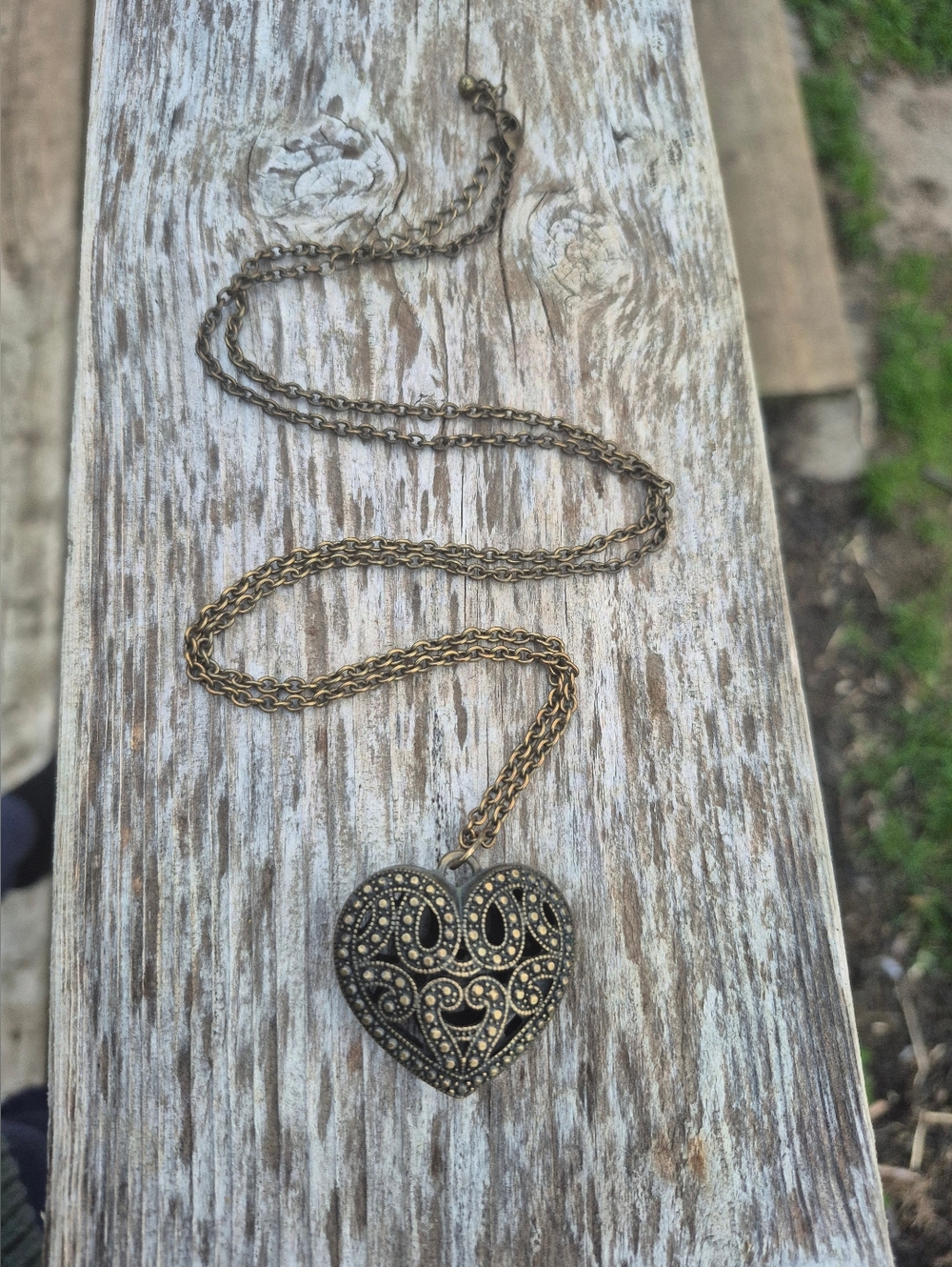 3 For $15!! Antique Brass Heart Pendant Necklace - Filigree Design